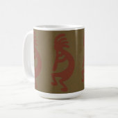 Kokopelli-Flute Abbildung: Rot auf Grün Kaffeetasse (Vorderseite Links)
