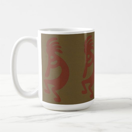 Kokopelli-Flute Abbildung: Rot auf Grün Kaffeetasse (Links)