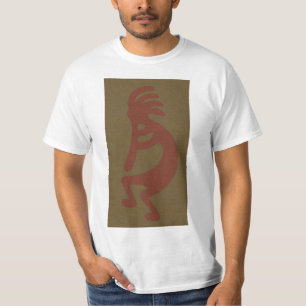 Kokopelli-Flute Abbildung: Rot auf Grün T-Shirt