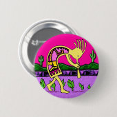 Kokopelli, Flute Spieler der Wüste Button (Vorne & Hinten)