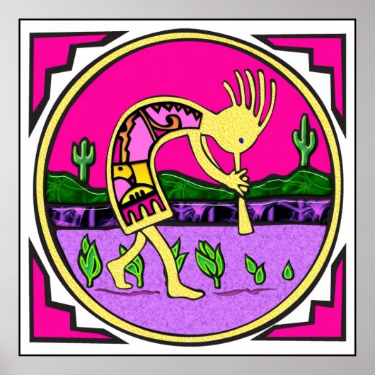 Kokopelli, Flute Spieler der Wüste Poster (Vorne)