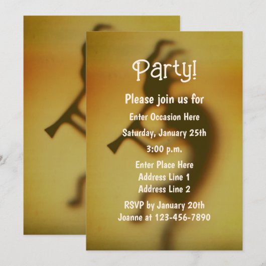 Kokopelli Fun Party Einladung (Vorne/Hinten)