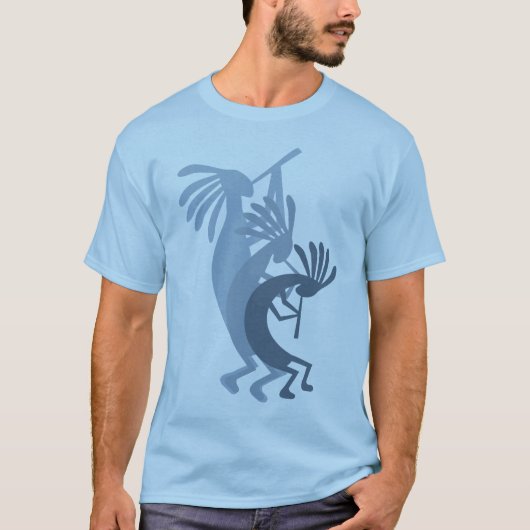 Kokopelli gibt Musik Mens Blue Tshirt (Vorderseite)