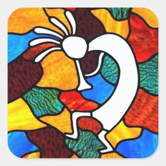 Kokopelli Glaskleber Quadratischer Aufkleber (Vorderseite)