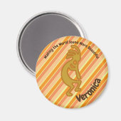 Kokopelli Gold Orange Stripe Flute Player Magnet (Vorderseite/Rückseite)