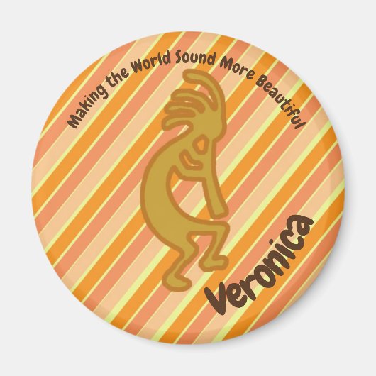Kokopelli Gold Orange Stripe Flute Player Magnet (Vorne)