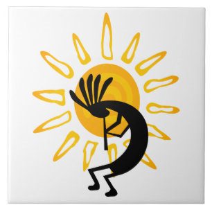 Kokopelli Gold Sun 6" Fliese