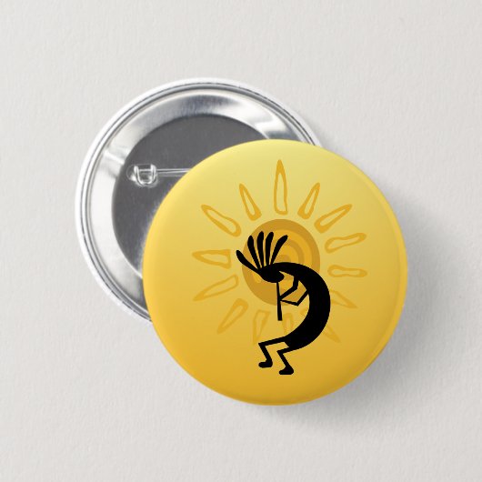 Kokopelli Gold Sun Button (Vorne & Hinten)