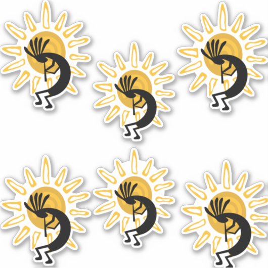 Kokopelli Gold Sun Gruppe 6 Vinyl Sticker (Vorderseite)