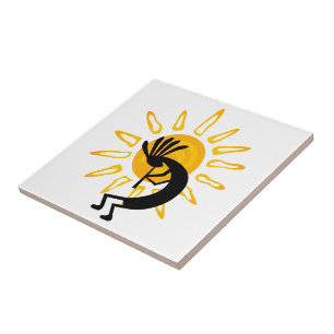 Kokopelli Gold Sun Keramik Tile Fliese