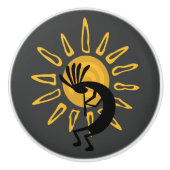 Kokopelli Gold Sun Southwest Door Knob Keramikknauf (Vorderseite)