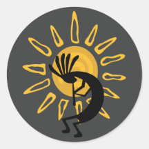 Kokopelli Gold Sun Southwest Gray 3" Aufkleber