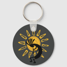 Kokopelli Gold Sun Southwest Key Chain