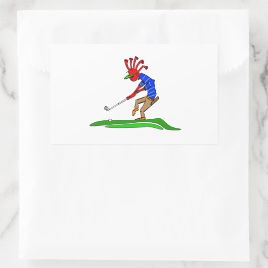 Kokopelli Golfer Rechteckiger Aufkleber (Tasche)