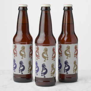 Kokopelli Group Flute Playing Figures Beer Bott Bierflaschenetikett
