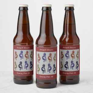 Kokopelli Group Flute Playing Figures Beer Bott Bierflaschenetikett