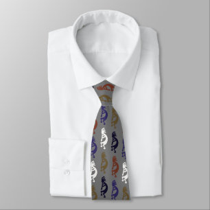 Kokopelli Group Flute Playing Figures Neck Tie Krawatte
