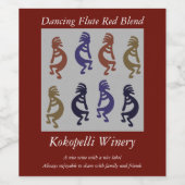 Kokopelli Group of Flute Playing Figures Wine Labe Weinetikett (Einzelnes Label)