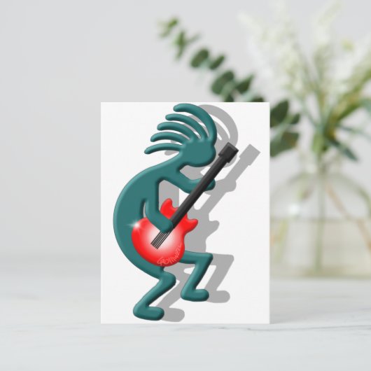 Kokopelli Guitar Postkarte (Stehend Vorderseite)