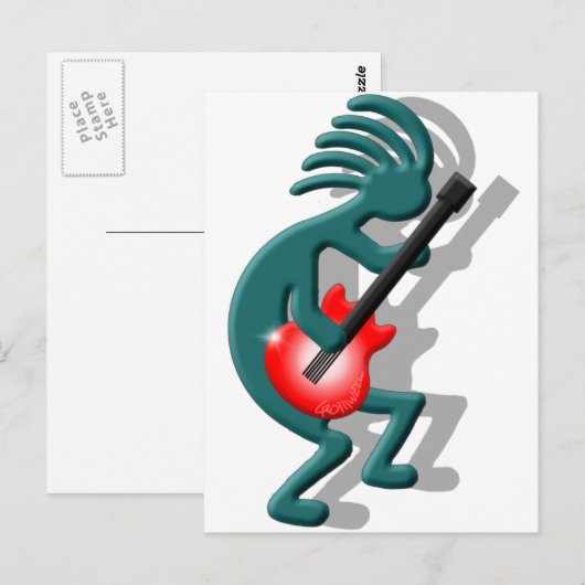 Kokopelli Guitar Postkarte (Vorne/Hinten)