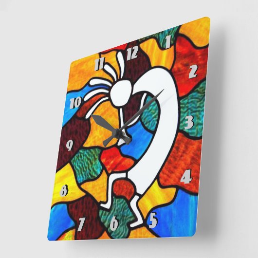 Kokopelli-Hartglas Quadratische Wanduhr (Winkel)