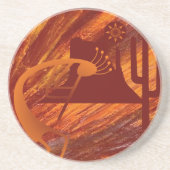Kokopelli Heat Sandstein Untersetzer (Vorne)