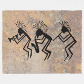 Kokopelli Horn-und Flötenspieler-Petroglyphe Fleecedecke (Vorderseite (Horizontal))