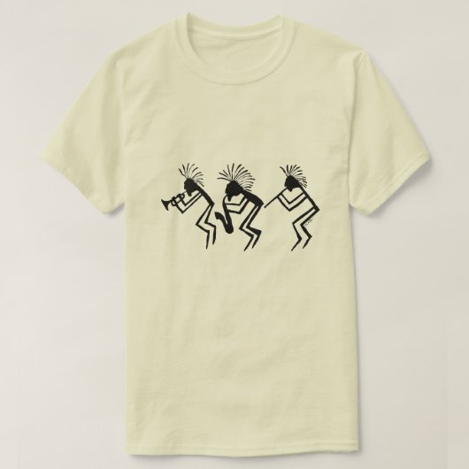Kokopelli Horn-und Flötenspieler-Petroglyphe T-Shirt (Design vorne)