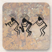 Kokopelli Horn und Flute Player Petroglyph Getränkeuntersetzer (Vorderseite)