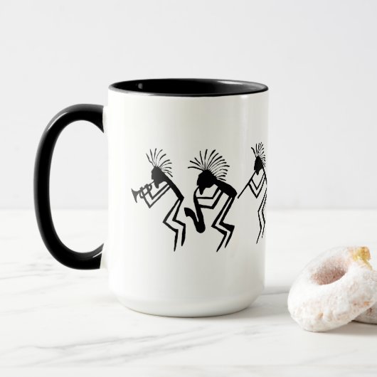 Kokopelli Horn und Flute Player Petroglyph Tasse (Mit Donut)
