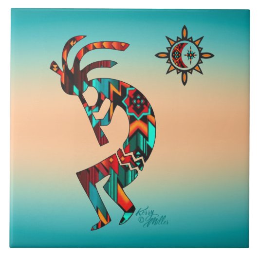 Kokopelli Keramik Tile Fliese (Vorderseite)
