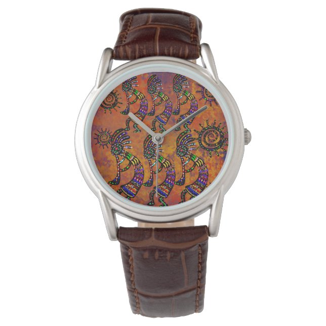 Kokopelli-Kunst  Armbanduhr (Vorderseite)