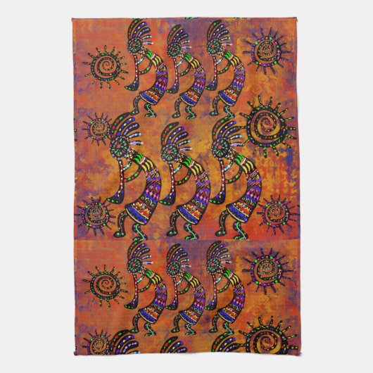 Kokopelli Kunst Küchenhandtuch Geschirrtuch (Vertikal)