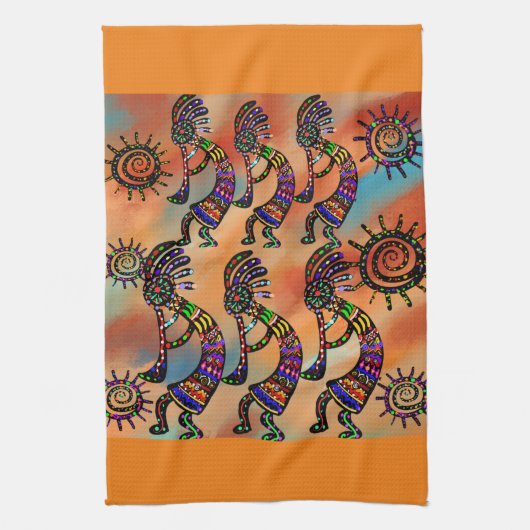 Kokopelli Kunst Küchenhandtuch Geschirrtuch (Vertikal)