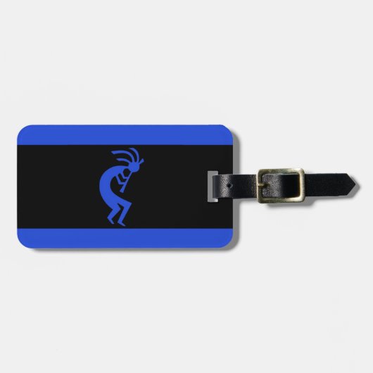 Kokopelli lang Blau Gepäckanhänger (Vorderseite horizontal)