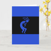 Kokopelli lang Blau Karte (Gelbe Blume)