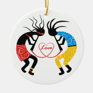 Kokopelli-Liebe Keramik Ornament