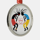 Kokopelli-Liebe Silbernes Ornament (Rechts)