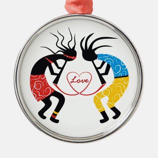 Kokopelli-Liebe Silbernes Ornament (Vorne)