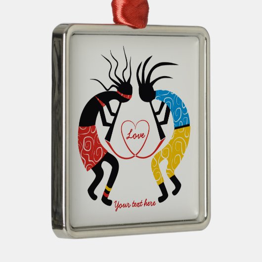 Kokopelli-Liebe Silbernes Ornament (Rechts)