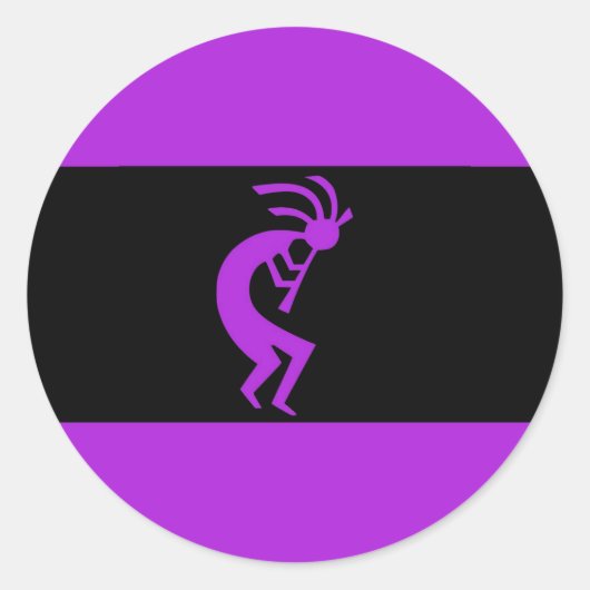 Kokopelli Lila Runder Aufkleber (Vorderseite)