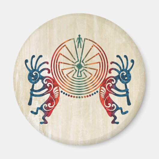KOKOPELLI / MAN IN DER MAZE + Ihre Ideen Magnet (Vorne)