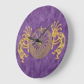 KOKOPELLI / MAN IN MAZE Gold + Ihre Ideen Große Wanduhr (Winkel)