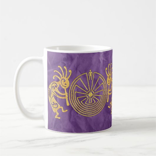 KOKOPELLI / MAN IN MAZE Gold + Ihre Ideen Kaffeetasse (Links)