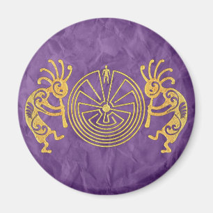 KOKOPELLI / MAN IN MAZE Gold + Ihre Ideen Magnet