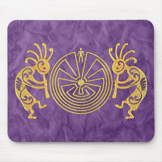 KOKOPELLI / MAN IN MAZE Gold + Ihre Ideen Mousepad (Vorne)