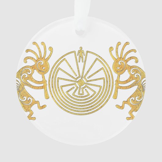 KOKOPELLI / MAN IN MAZE Gold + Ihre Ideen Ornament (Vorderseite)
