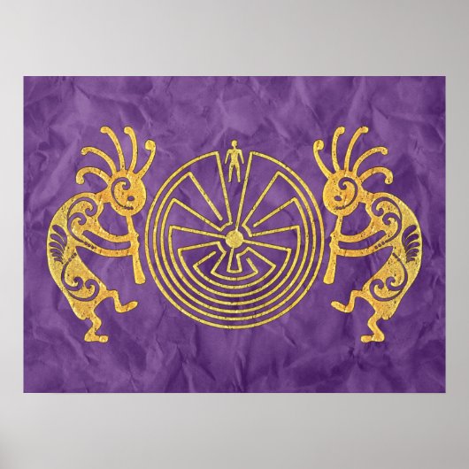 KOKOPELLI / MAN IN MAZE Gold + Ihre Ideen Poster (Vorne)