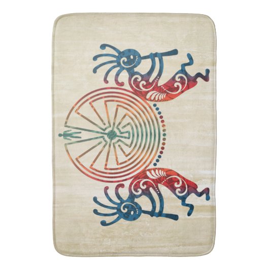 KOKOPELLI/MANN IM LABYRINTH gefärbt + Ihre Ideen Badematte (Vorderseite Vertikal)