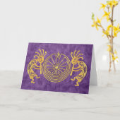 KOKOPELLI/MANN IM LABYRINTH-Gold + Ihre Ideen Karte (Gelbe Blume)
